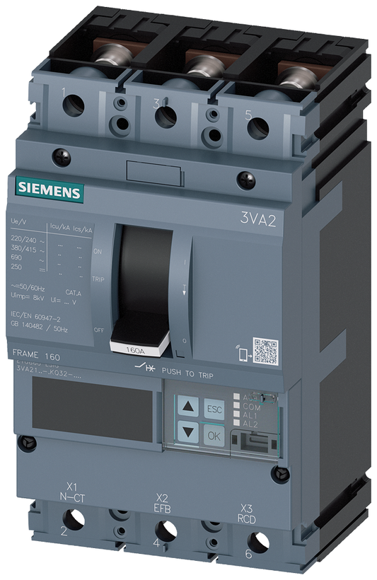 3VA2110-6KQ32-0AA0 - BRKR 3VA21 3P 100A 85KA ETU8-LSIG TUERCA