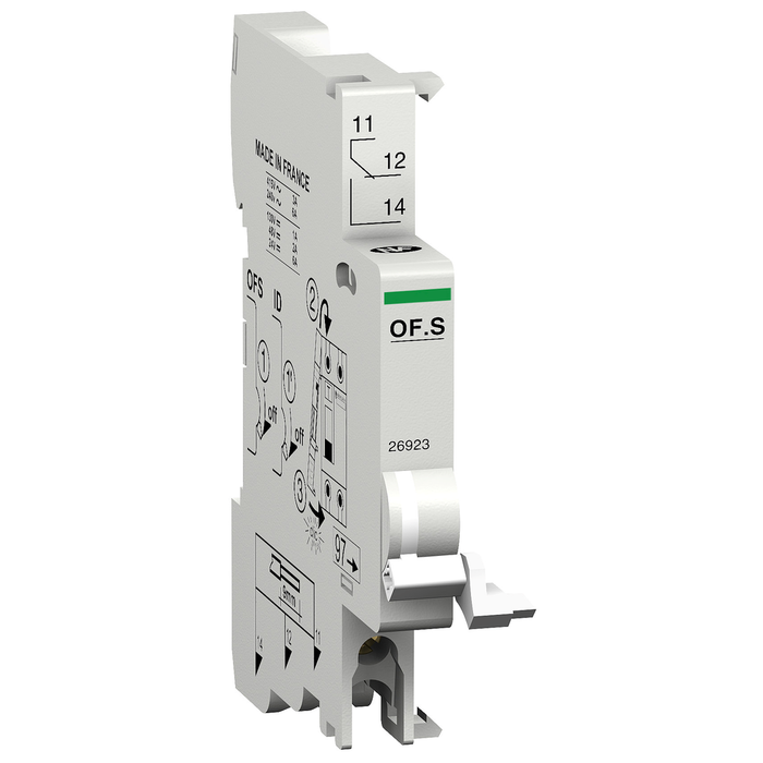 26923 - Auxiliary contact, Multi9, 1C/O, 1A to 6A, 220VAC to 415VAC, 24VDC to 130VDC, top connection, for RCCB only