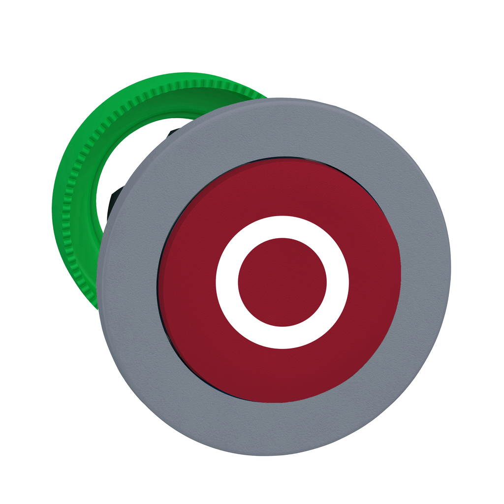 ZB5FL432C0 - Cabezal pulsador empotrado, Harmony XB5, plástico, saliente, rojo, 30 mm, retorno por resorte, marcado O, bisel gris (Cantidad: 5)