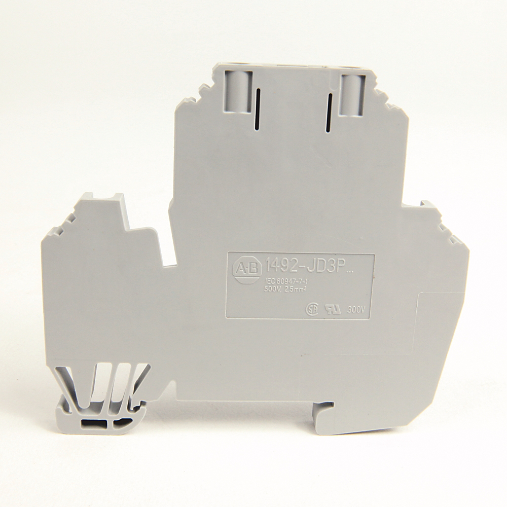 1492-JD3PTP - Bloque de terminales IEC 1492-J, bloque de paso de dos circuitos, 2,5 mm (calibre 24 AWG - calibre 12 AWG), dispositivo enchufable con conector de prueba, gris (estándar) (cantidad: 50)