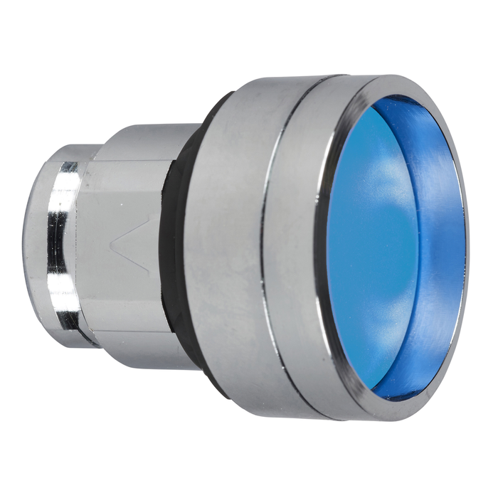 ZB4BA66 - Head for illuminated push button, Harmony XB4, metal, blue recessed, 22mm, spring return, high guard, unmarked