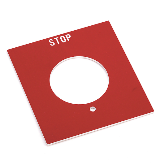 800H-Y50 - Accesorios para 800H 7 y 9, Placas de leyenda para 800H 7 y 9, Verticales, Sin código de color, Estándar, STOP (Rojo)