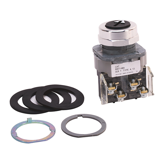 800T-H6 - 30.5mm Type 4/13 2 Pos Sel. Switch-Non-Illum., White, Coin Slot Maint., No Contacts