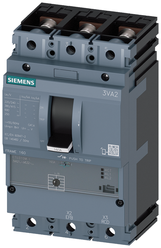 3VA2110-7MS32-0AA0 - BRKR 3VA21 3P 100A 110KA MCP LI TUERCA