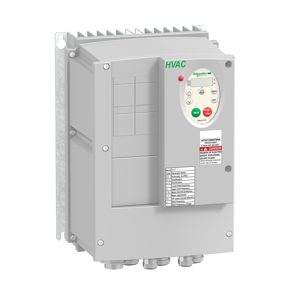 ATV212WU15N4 - Variador de velocidad Altivar 212, 1,5 kW, 2 CV, 480 V, trifásico, con clase EMC C2, IP55