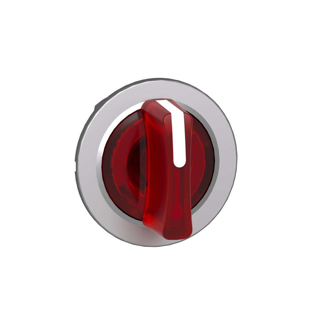 ZB4FK1843 - Cabezal para selector iluminado, Harmony XB4, metal, mango rojo, 30 mm, LED universal, 3 posiciones, de derecha a centro