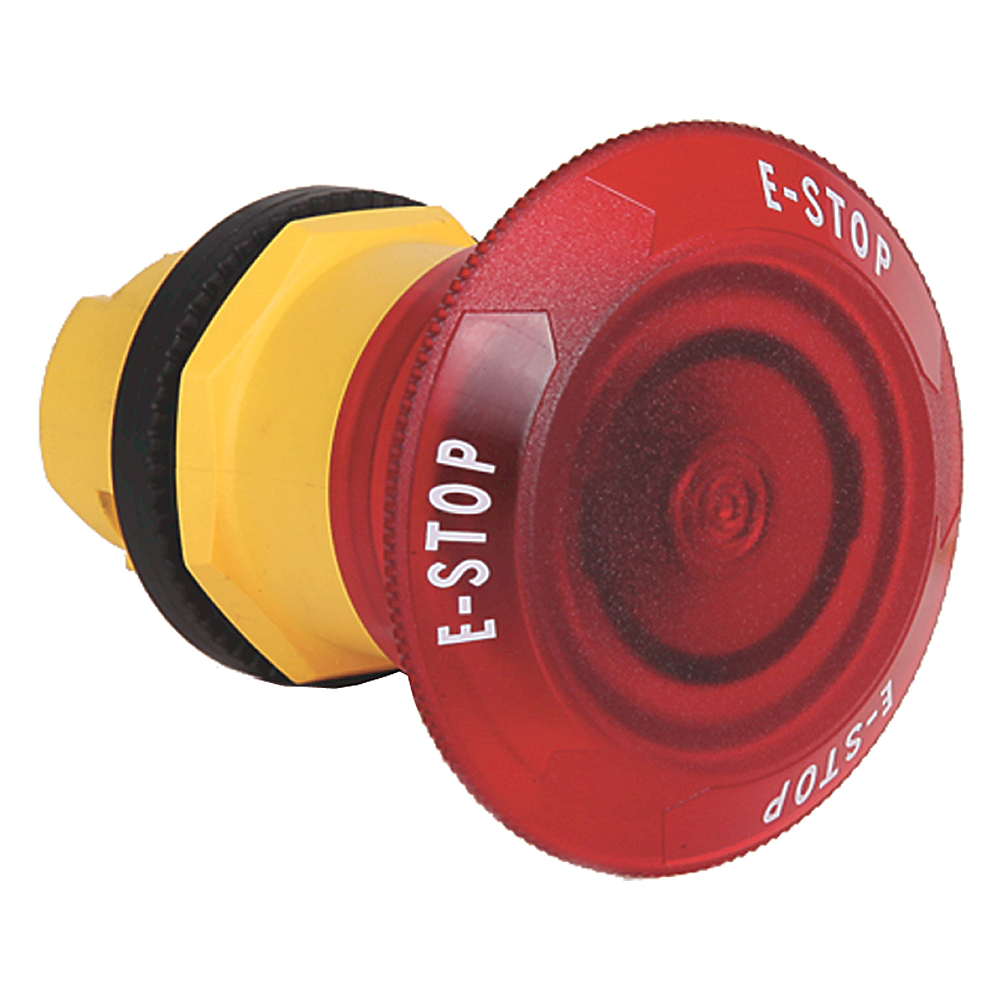 800H-TFRXJETS00R - 800H Illuminated Trigger Action Two Position Maintained, Twist Release, Red 60mm Plastic Head, with "E-Stop" on cap, Operator Only,Operator Only, No Guards on Terminals, Traditional Contact Block Code: No Contacts