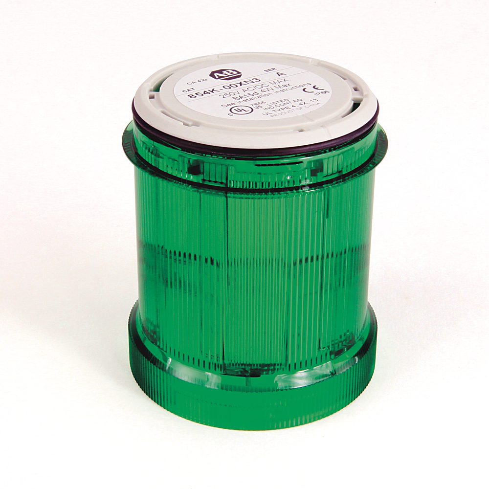 Módulos de luz Boletín 854K, incandescente fijo (sin lámpara), 0-250 V CA/CC, color de lente verde