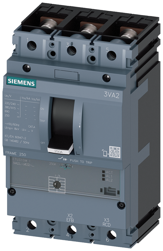 3VA2216-7MS32-0AA0 - BRKR 3VA22 3P 160A 110KA MCP LI TUERCA