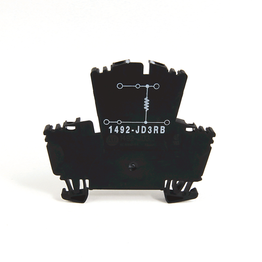 1492-JD3RB102 - Bloque de terminales IEC 1492-J, bloque de paso de dos circuitos, 2,5 mm (# 24 AWG - # 12 AWG), bloque de dos niveles con un valor de resistencia seleccionable entre los 2 niveles, gris (estándar), resistencia de 1000 ohmios