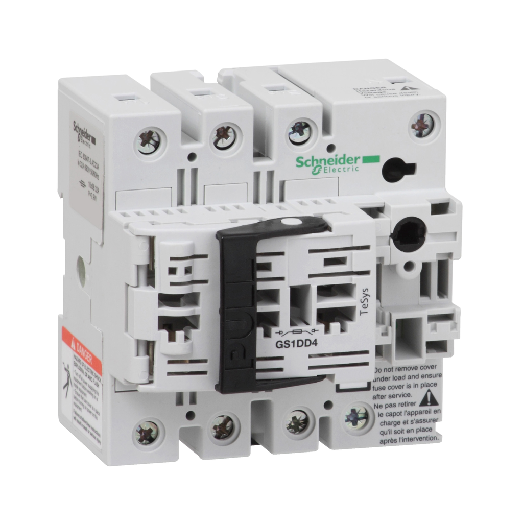 GS1DD4 - Interruptor seccionador fusible, TeSys GS, 3P + N, 4NO, 32A, tipo fusible NFC, tamaño 10x38mm