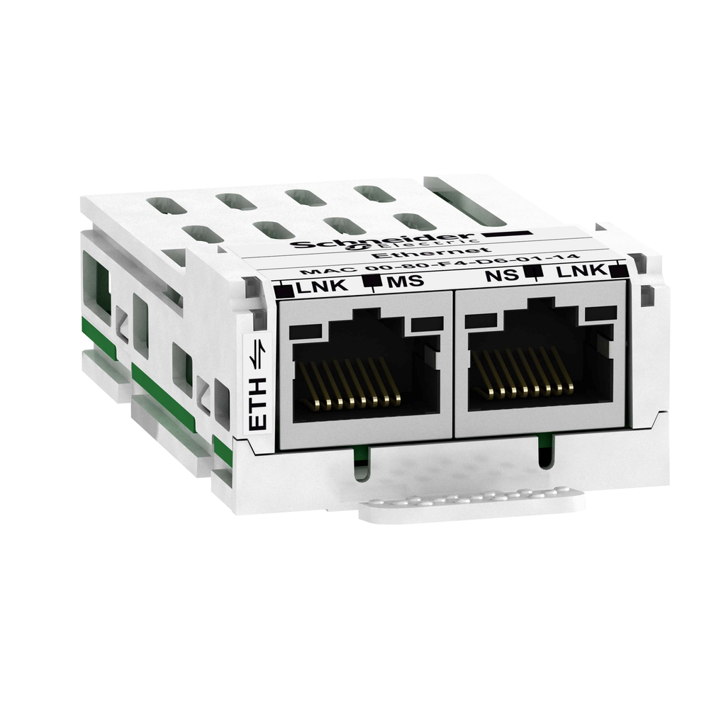 VW3A3616 - Módulo de comunicación Modbus TCP y Ethernet IP, Altivar, 10 a 100 Mbps, 2 conectores RJ45