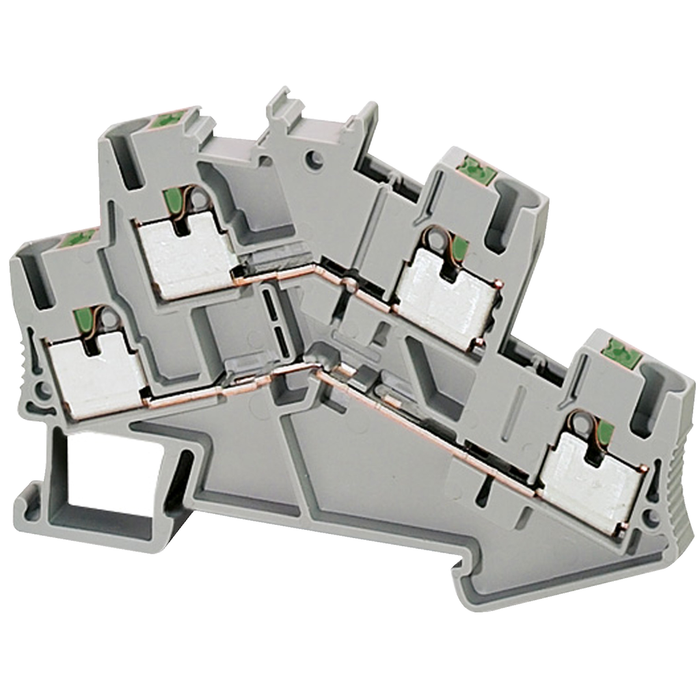 NSYTRP24D - Terminal block, Linergy TR, push-in type, feed through, 2 level, 4 points, 2.5mm², grey, set of 50