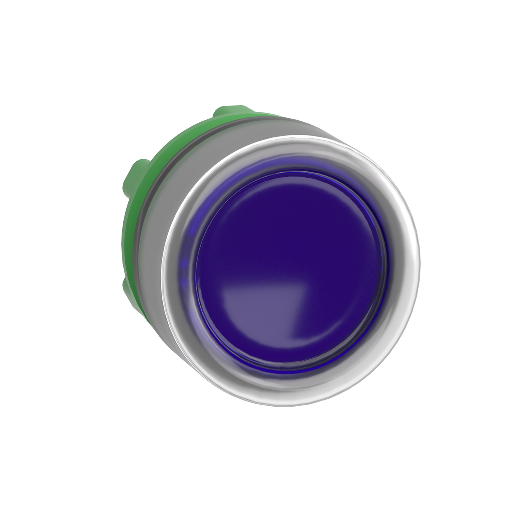 ZB5AW563C0 - Cabezal para pulsador iluminado, Harmony XB5, bisel gris, descarga azul, 22 mm, LED universal, retorno por resorte, funda transparente