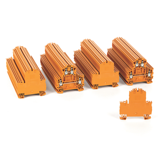 1492-JD4-OR - 1492-J IEC Terminal Block, Two-Circuit Feed-Through Block, 4 mm (# 26 AWG - # 10 AWG), Standard Feedthrough, Orange