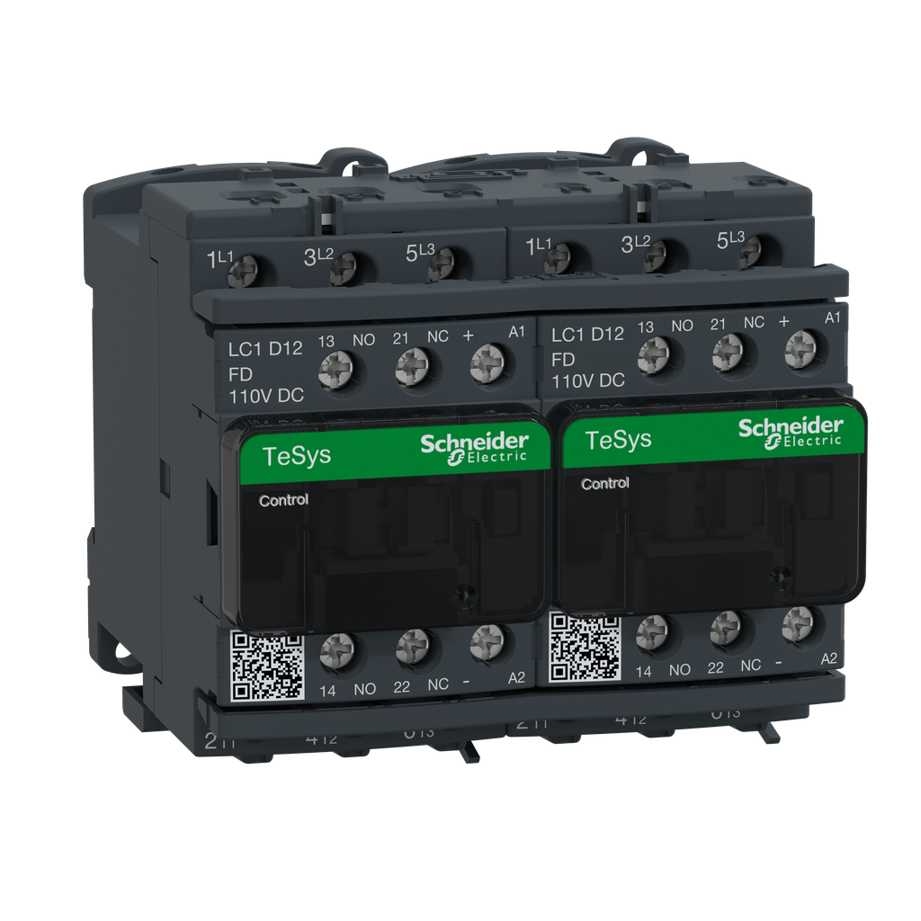 LC2D12FD - Contactor inversor TeSys Deca - 3P(3 NO) - AC-3 - <= 440 V 12 A - bobina 110 V DC