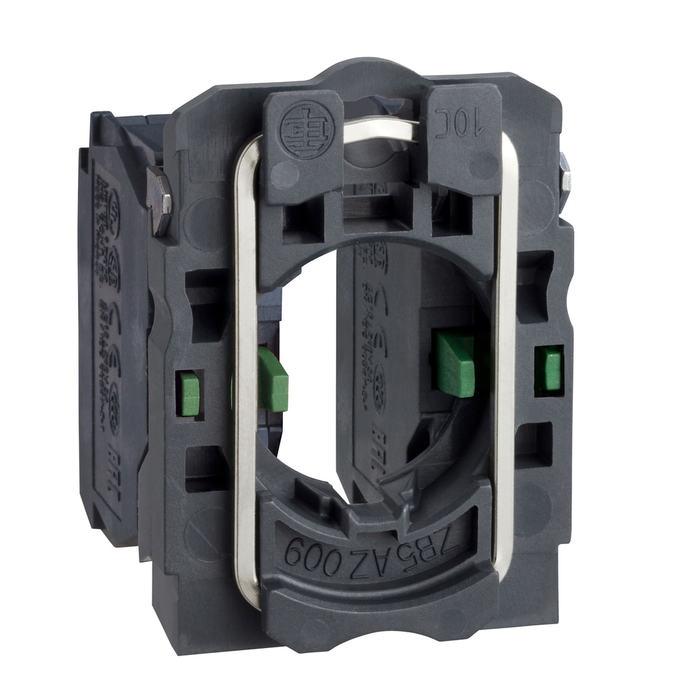 ZB5AZ103 - Single contact block with body fixing collar, Harmony XB5, plastic, screw clamp terminal, 2NO