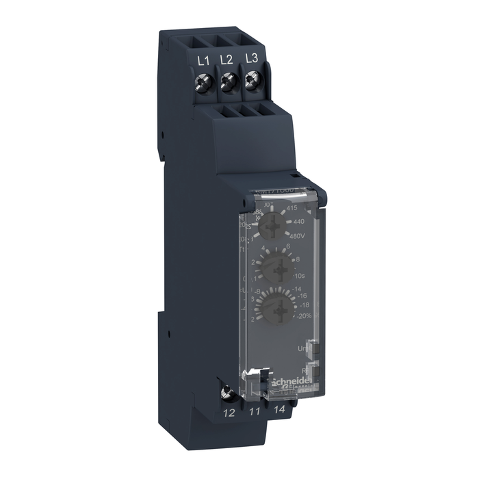 RM17TU00 - Harmony, Modular multifunction 3-phase supply control relay, 5 A, 1 CO, 208...480 V AC