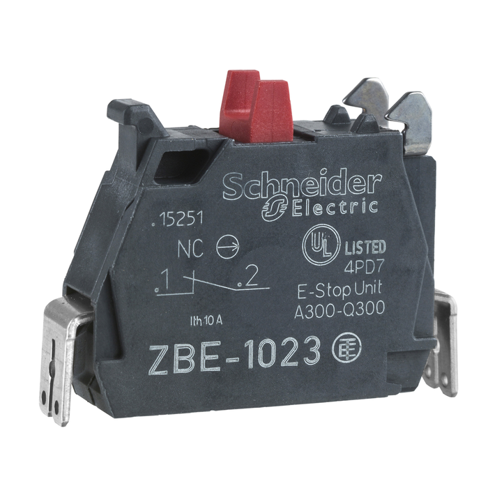 ZBE1023 - Harmony XB4, Single contact block, silver alloy, faston connector, 1 NC