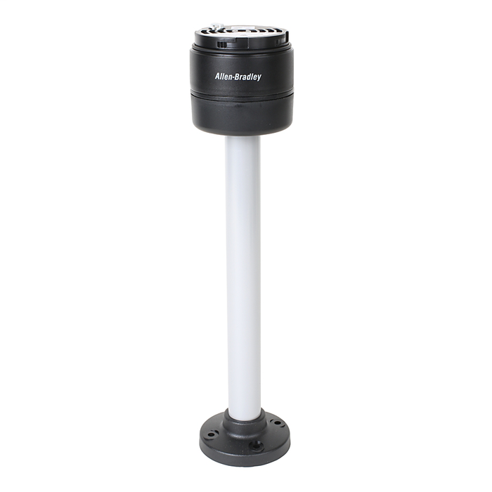 856T-B24P25C - 856T 70 mm Bases Preassembled, No Network Option, Black Housing Color, 24V AC/DC, 7 Circuits (Up to 7 Stacked Lights and or Sound Modules), 25cm Aluminum Pole Mount, Cap Included