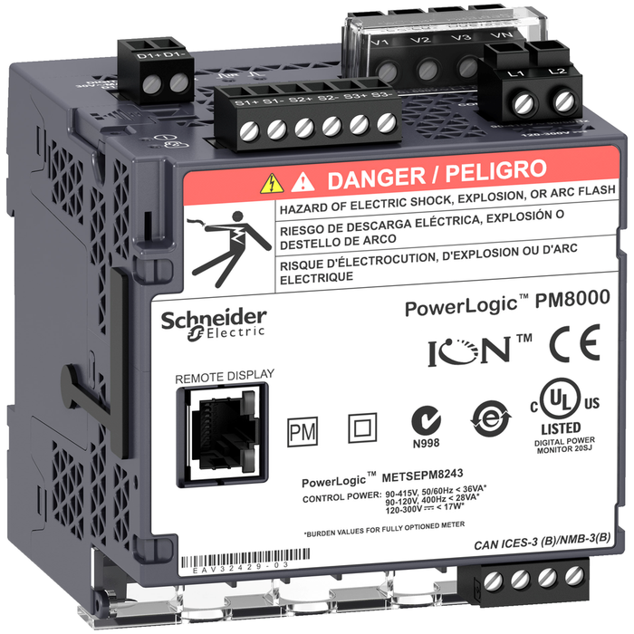 METSEPM8213 - PowerLogic PM8000 - PM8213 LV DC - DIN rail mount meter - intermediate metering (Qty. 8)