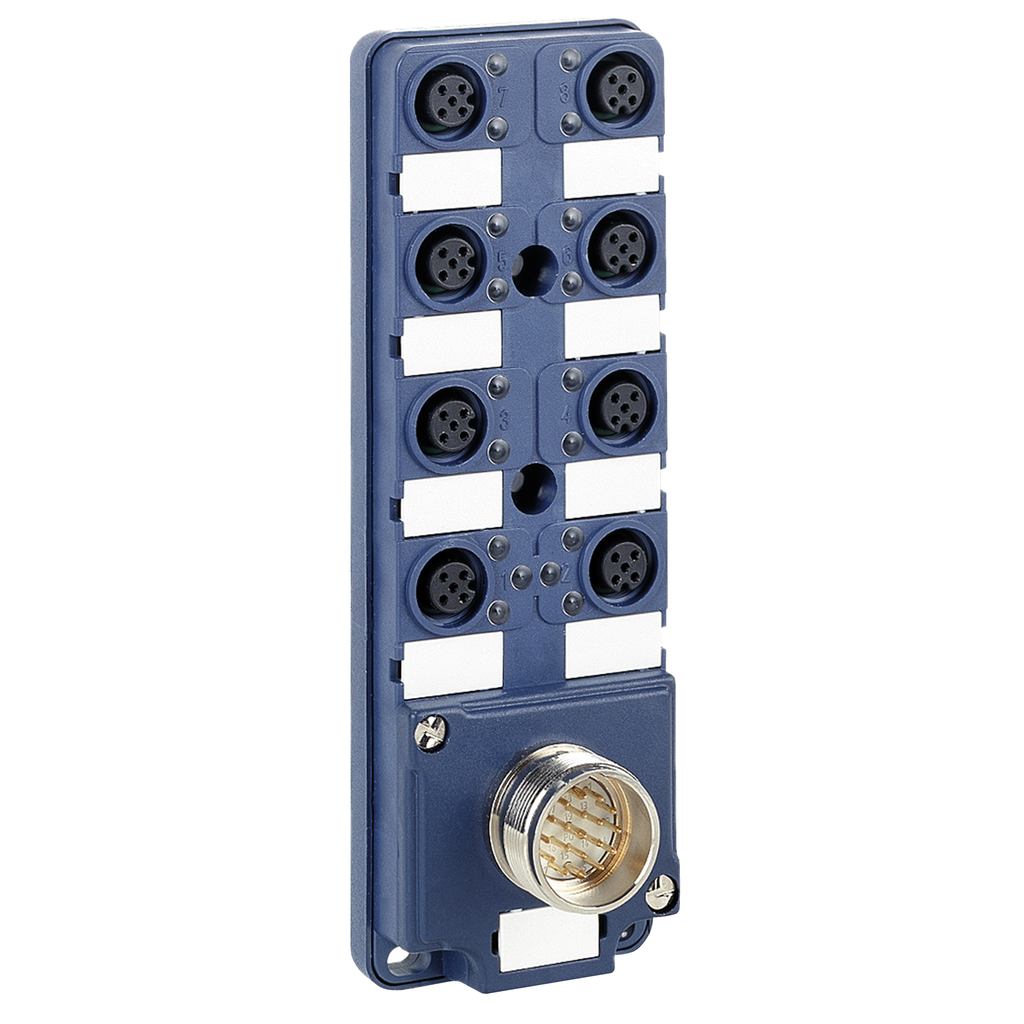 ABE9C1281L10 - IP67 passive splitter box - cable 10 m - with 8 channels M12 connector - Led