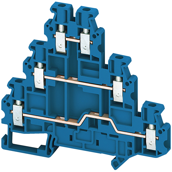 NSYTRV26TBL - SCREW TERMINAL, 3 LEVELS, 6 POINTS, 2,5MM², BLUE