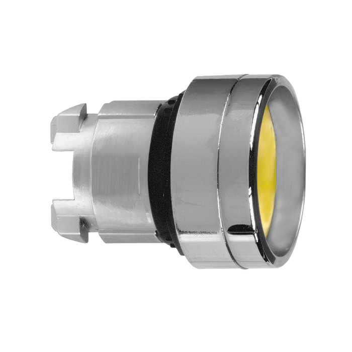 ZB4BA56 - Head for illuminated push button, Harmony XB4, metal, yellow recessed, 22mm, spring return, high guard, unmarked