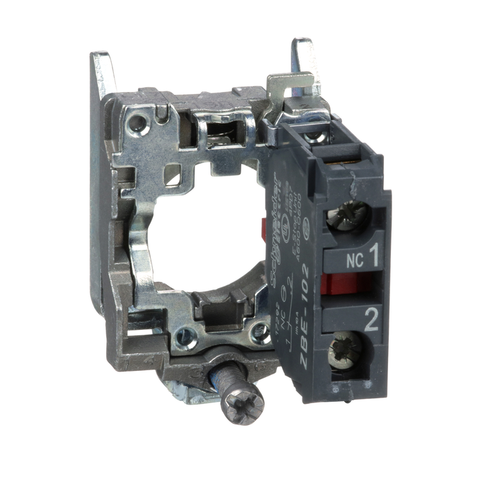 ZB4BZ102 - Harmony, 22mm Push Button, XB4B operators, contact block, with mounting collar, 1 NC, screw clamp terminal