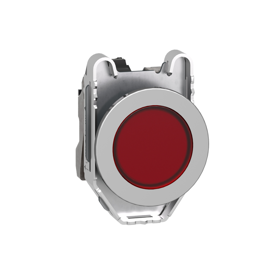 XB4FVM4 - Luz piloto, Harmony XB4, metal, roja, empotrada, 30 mm, LED universal, lente plana, 230...240 V CA