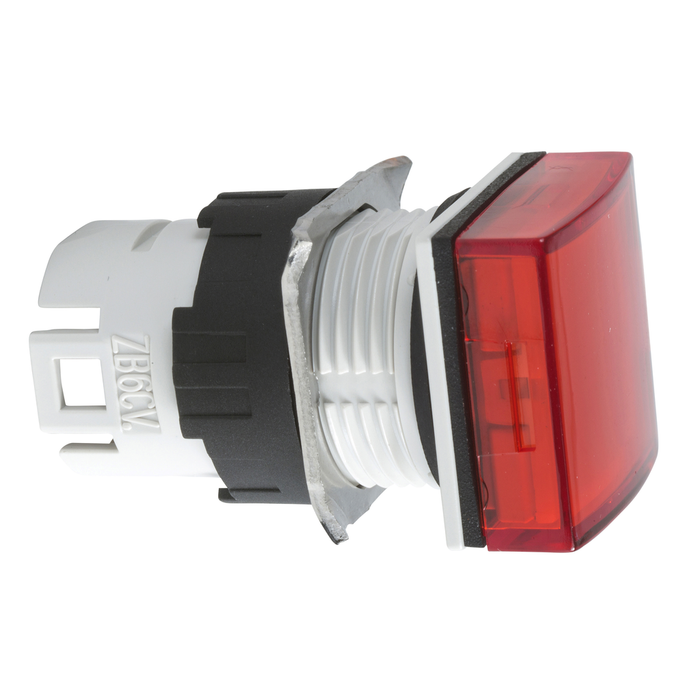 ZB6CV4 - Head for pilot light, Harmony XB6, square red, 16mm, integral LED