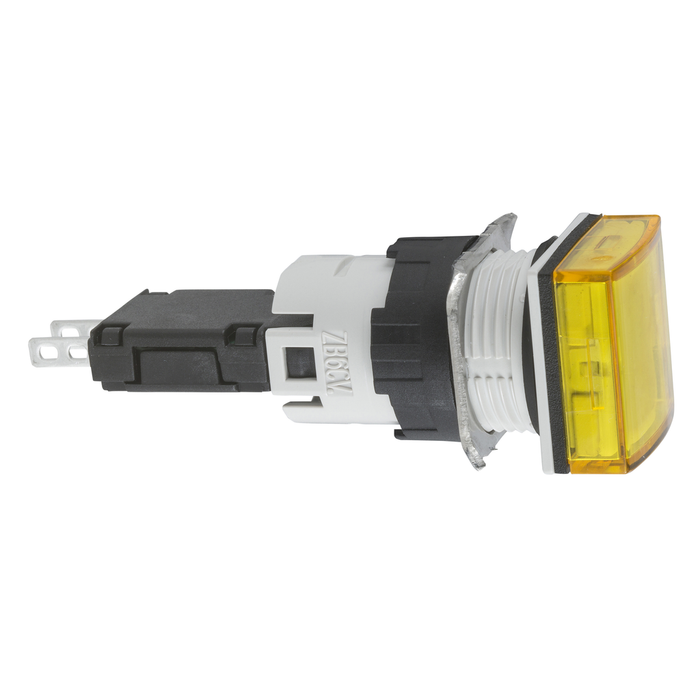 XB6CV5BB - Complete pilot light, Harmony XB6, square yellow, plastic, 16mm, integral LED, 12...24V