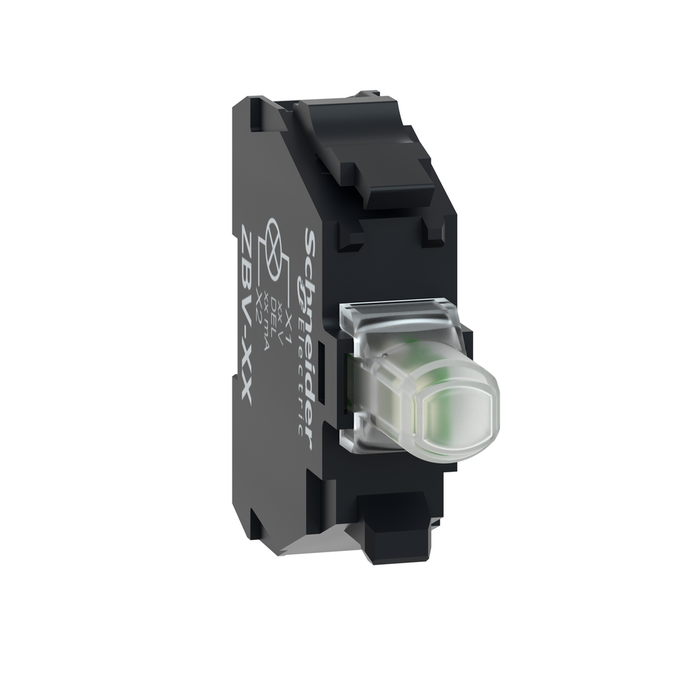 ZBVJ1 - Light block, Harmony XB4 XB5, white, for head 22mm, universal LED, screw clamp terminals, 12V AC DC