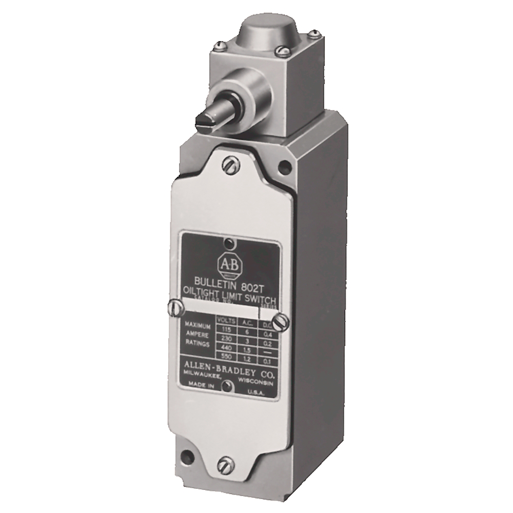 802T-AT - Interruptor de límite, NEMA tipo 4 y 13, construcción hermética al aceite, no enchufable, tipo palanca, retorno por resorte, par de operación estándar, 4 circuitos, funcionamiento en sentido horario y antihorario, interruptor completo
