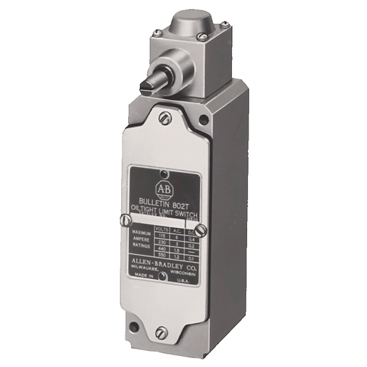 802T-AT - Interruptor de límite, NEMA tipo 4 y 13, construcción hermética al aceite, no enchufable, tipo palanca, retorno por resorte, par de operación estándar, 4 circuitos, funcionamiento en sentido horario y antihorario, interruptor completo