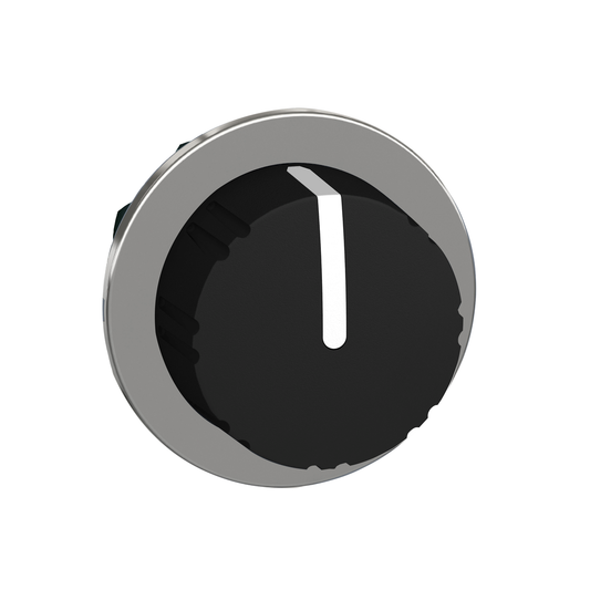 ZB4FD79 - Cabezal para interruptor selector, Harmony XB4, montaje empotrado, botón moleteado negro, 3 posiciones, retorno de izquierda a centro