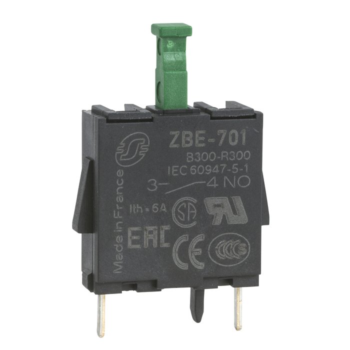 ZBE701 - Single contact block, Harmony XB4, silver alloy, pins for printed circuit board, 1NO