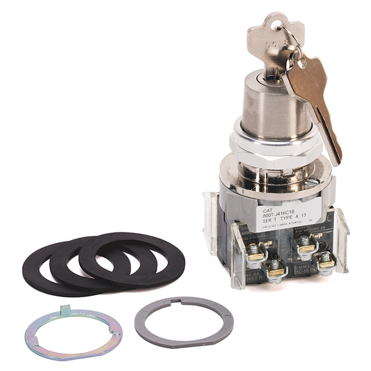 800T-J41KC1 - 30.5mm Type 4/13 3 Pos. Cyl. Lock Sel. Switch, Maint., Lock Left, Std. Key, D018 Key
