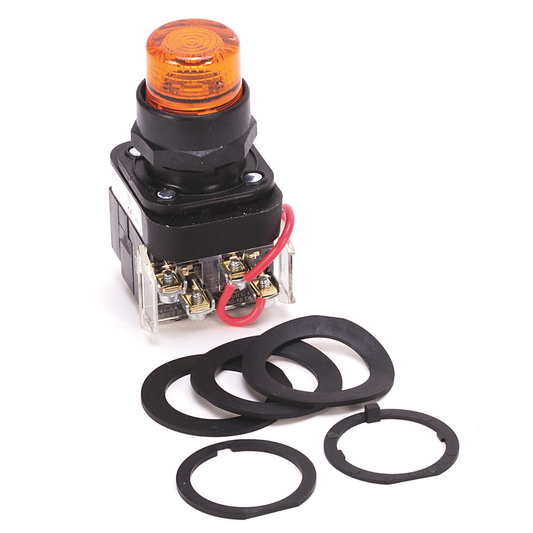 800H-PRTH16A - 30.5mm Type 4/4X/13 Pilot Light, Xfmr, Push-to-Test, LED, Amber, 120V AC 50/60 Hz, 1 NO-1 NC