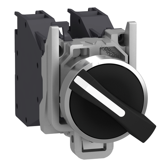 XB4BD33GEX - Interruptor selector, Harmony XB4 - ATEX D, metal, 22 mm, 3 posiciones, mango estándar negro, fijación fija, terminales de abrazadera de tornillo, 2NO