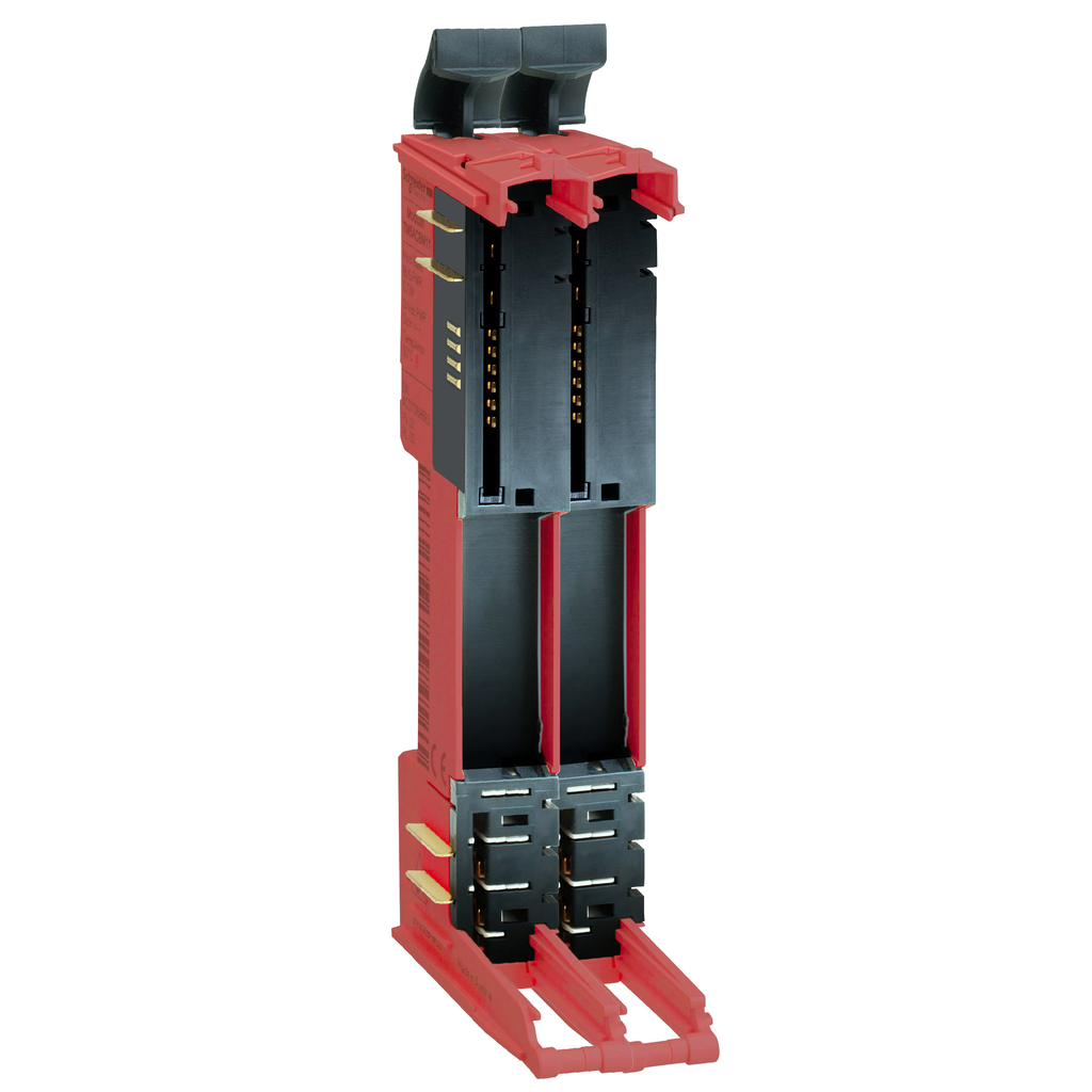 TM5ACBM3FS - Modicon TM5, base de bus con codificación de seguridad, 24 V CC, E/S internas, rojo, cantidad 1