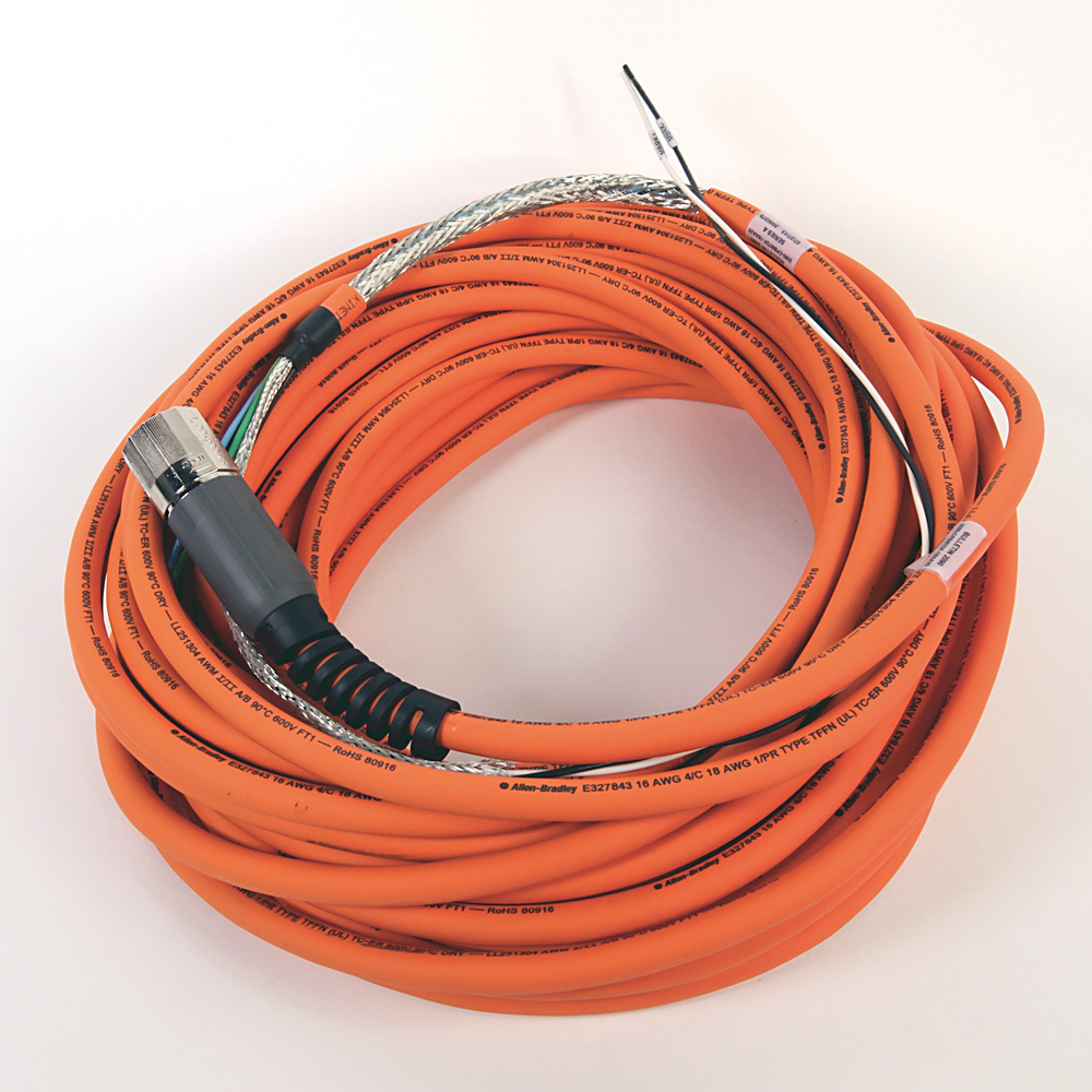 2090-CPBM7DF-16AA20 - Cable SpeedTEC, alimentación de motor con cables de freno, conector DIN SpeedTec, extremo de accionamiento, cable flotante, 16 AWG, estándar (no flexible), 20 metros