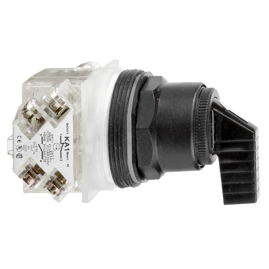 9001SKS11FB - Cabezal de interruptor selector, Harmony 9001SK, plástico, mango largo, negro, 30 mm, 2 posiciones, fijación fija