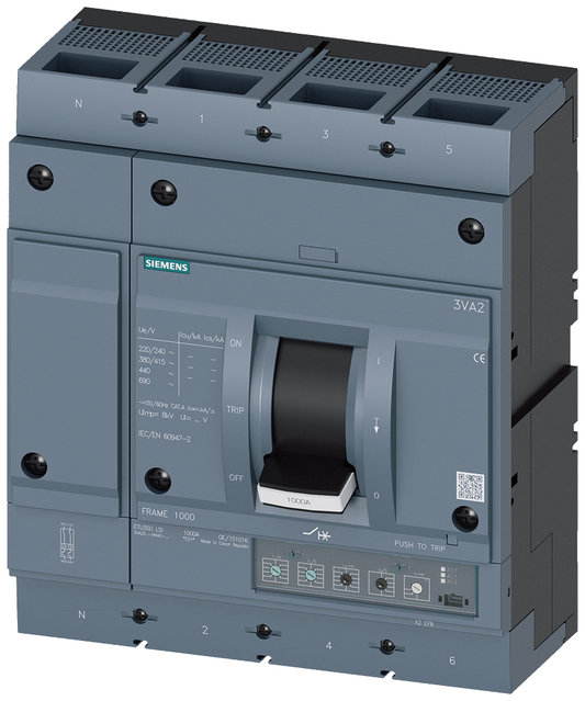 3VA2580-5HN42-0AA0 - BRKR 3VA25 4P 800A 55KA ETU3-LSI TUERCA