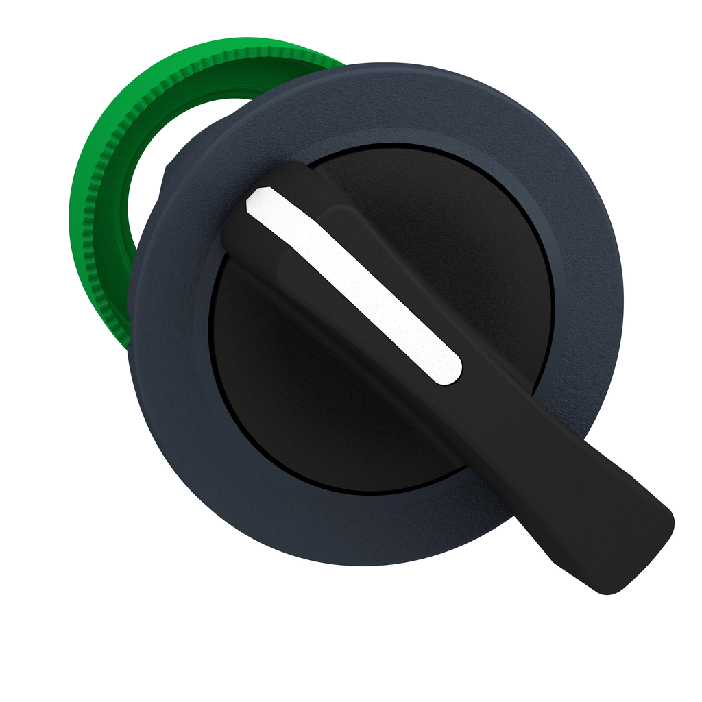 ZB5FJ3 - Cabezal para selector Harmony XB5, mango largo negro empotrado, 3 posiciones, con bloqueo