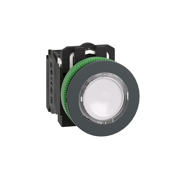 XB5FW31B5 - Illuminated push button, Harmony XB5, antimicrobial, plastic, white, 30mm, universal LED, 1NO + 1NC, 24V AC DC