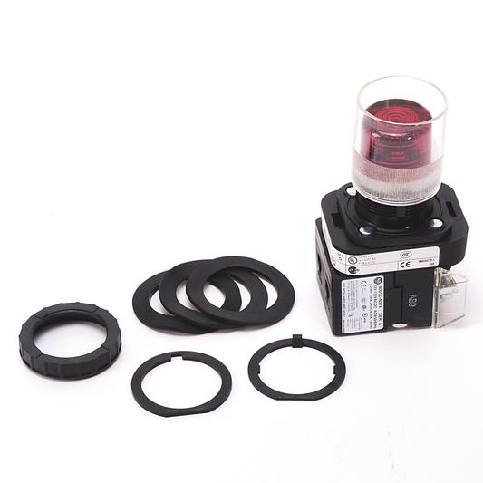 800H-QRAH2R - Contacto de 30,5 mm tipo 4/4X/13 Mom. PB-Ilum., rojo, carcasa exterior con protección, LED, 12-130 V CA/CC, 1 NA-1 NC