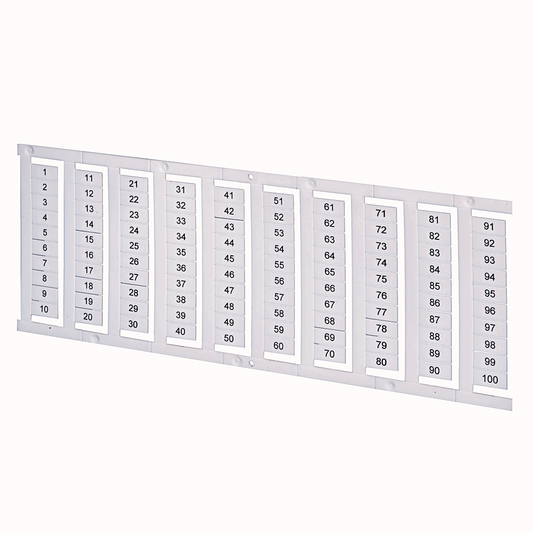 1492-M6X12H121-130 - Accesorios para bloque de terminales 1492 Tarjeta de marcador individual a presión, 6 mm x 12 mm, texto horizontal, 121-130, impresión de secuencia repetida