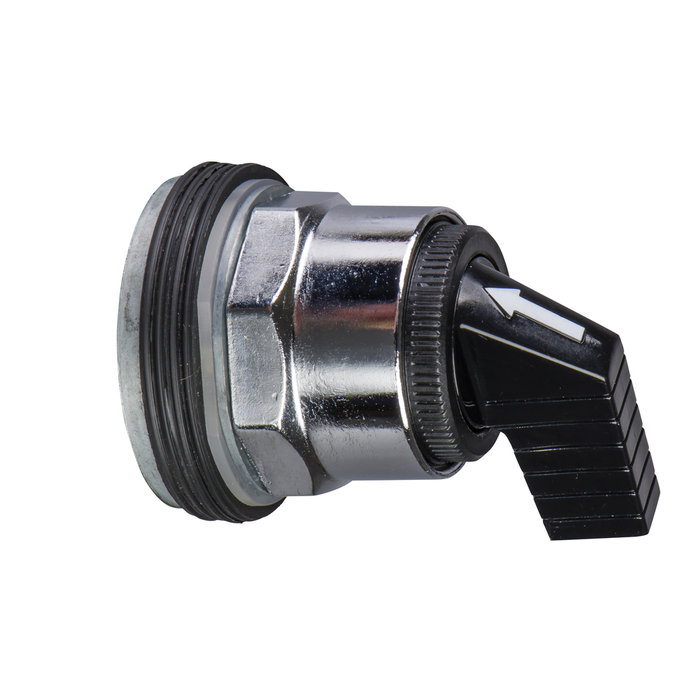 9001KS53FB - Selector switch head, Harmony 9001K, metal, long handle, black, 30mm, 3 positions, return both sides to center