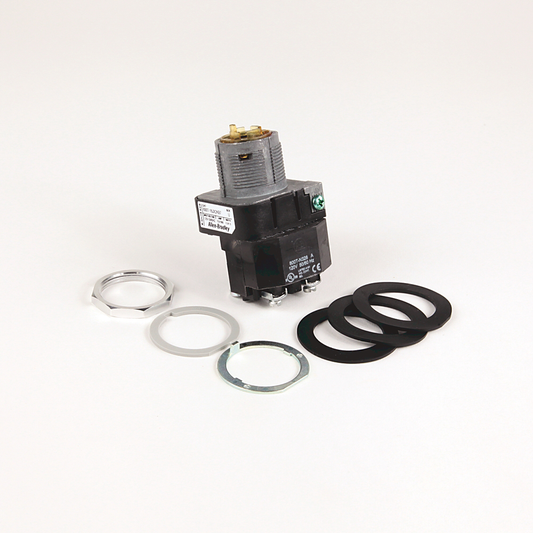 800T-16JAH4KB7AX - 30.5mm Type 4/13 Sel. Switch-Illum., 3 Pos.Transformer, 120V AC 50/60 Hz, Amber, Std. Knob Spring Rtn fr/ Left